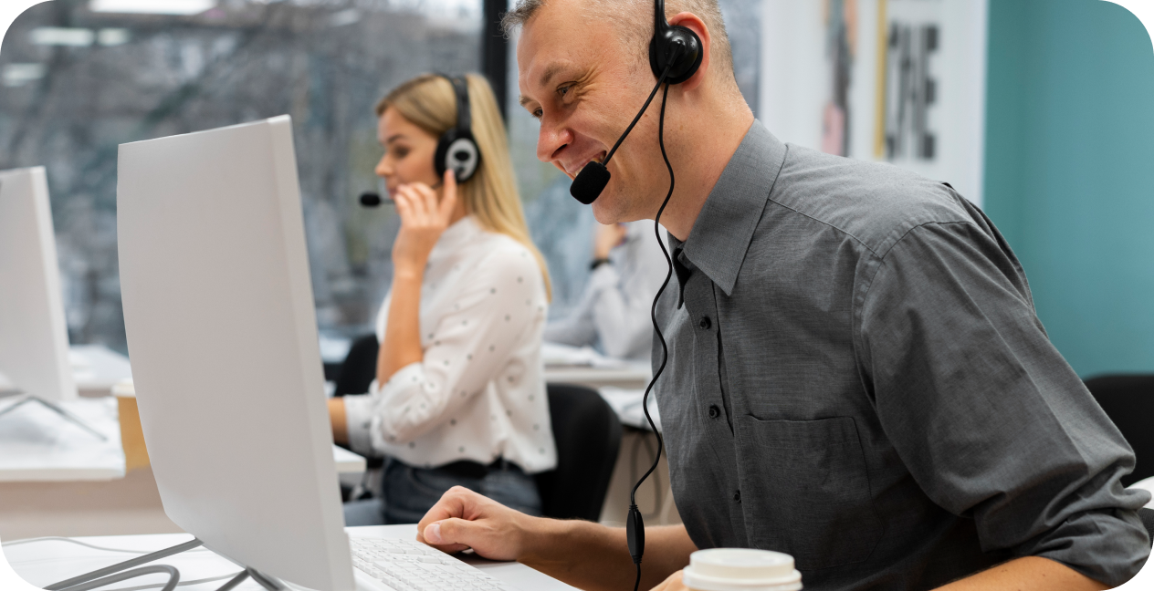 Visual emphasizing the dedicated customer support feature.